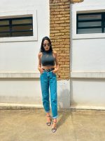 Cropped Feminino Cinza Chumbo Nadador Canelado Rê