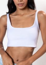Cropped Feminino de Alça Duplo Branco