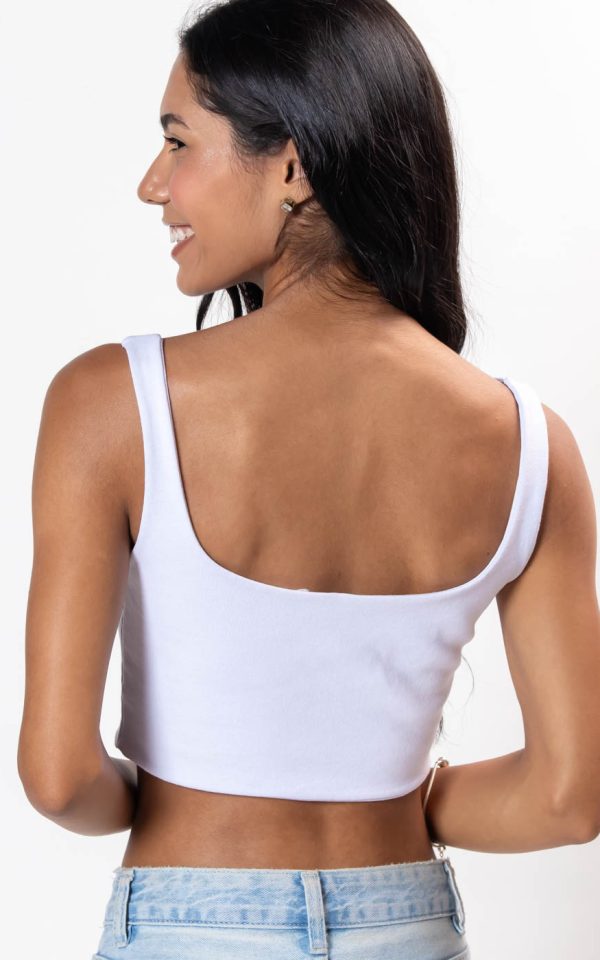 Cropped Feminino de Alça Duplo Branco