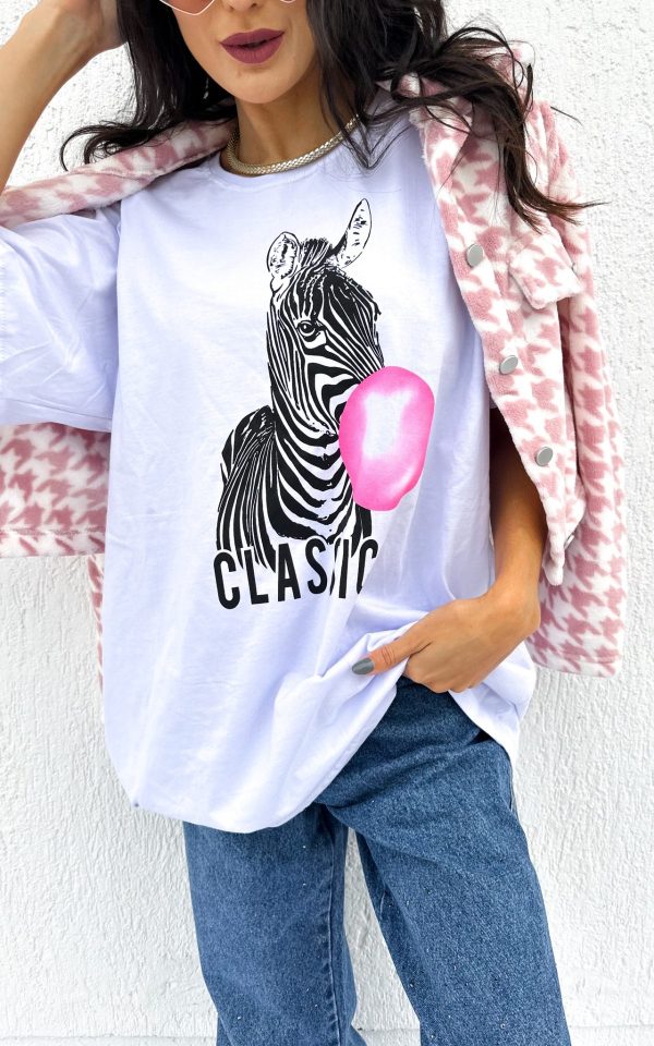 T-shirt Feminina 100% Algodão Estampa Classic Branca