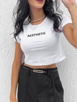T-shirt Feminina Babylook 100% Algodão Aesthetic Branca