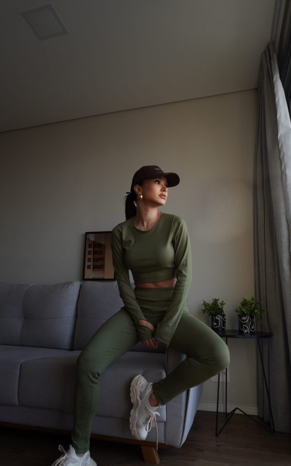 Conjunto Feminino Nervuras Canelado Tendência Georgia Verde Pistache