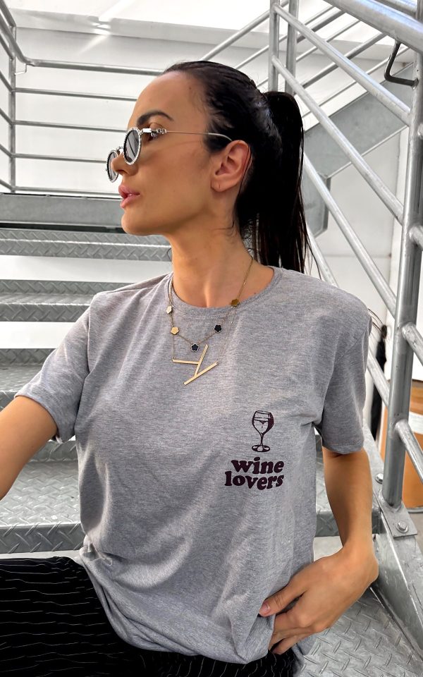T-shirt Feminina 100% Algodão Wine Loveres Cinza