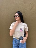 T-shirt Feminina 100% Algodão Estampa Natal Bege