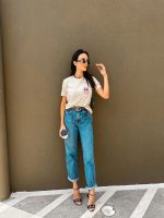 T-shirt Feminina 100% Algodão Estampa Natal Bege