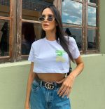 Cropped Basic 100% Algodão Estampa Freshly Squeezed Branca -