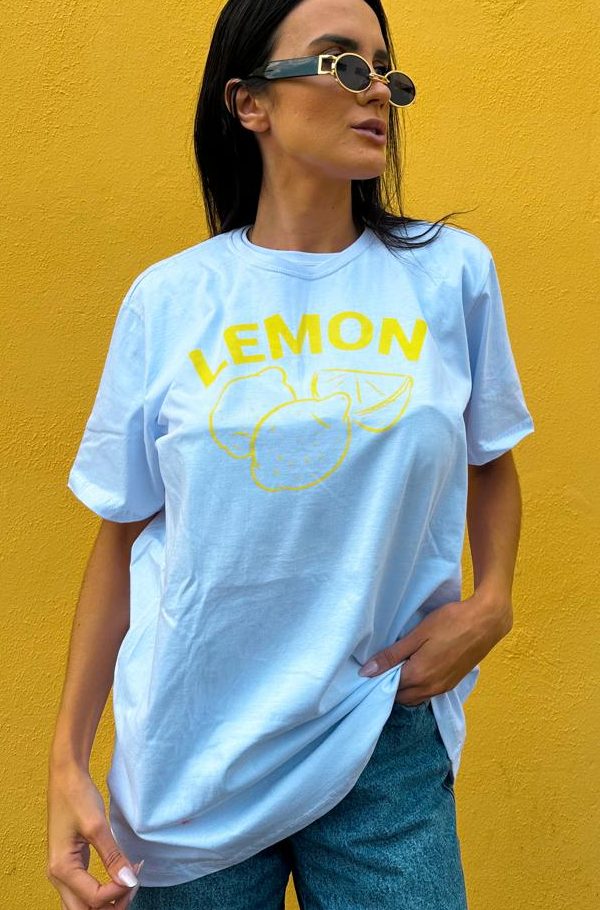 T-shirt Feminina 100% Algodão Estampa Lemon Amarela