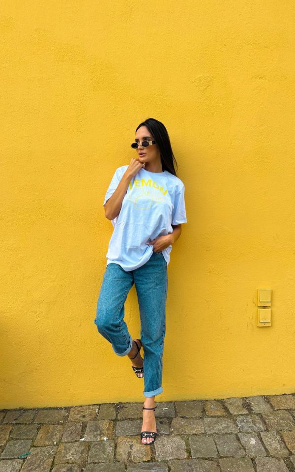 T-shirt Feminina 100% Algodão Estampa Lemon Amarela