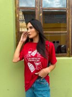 T-shirt Feminina 100% Algodão Estampa Champagne Cereja