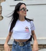 Cropped Basic 100% Algodão Estampa Natal Branco