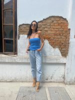 tubetop tendencia feminino azul bebe