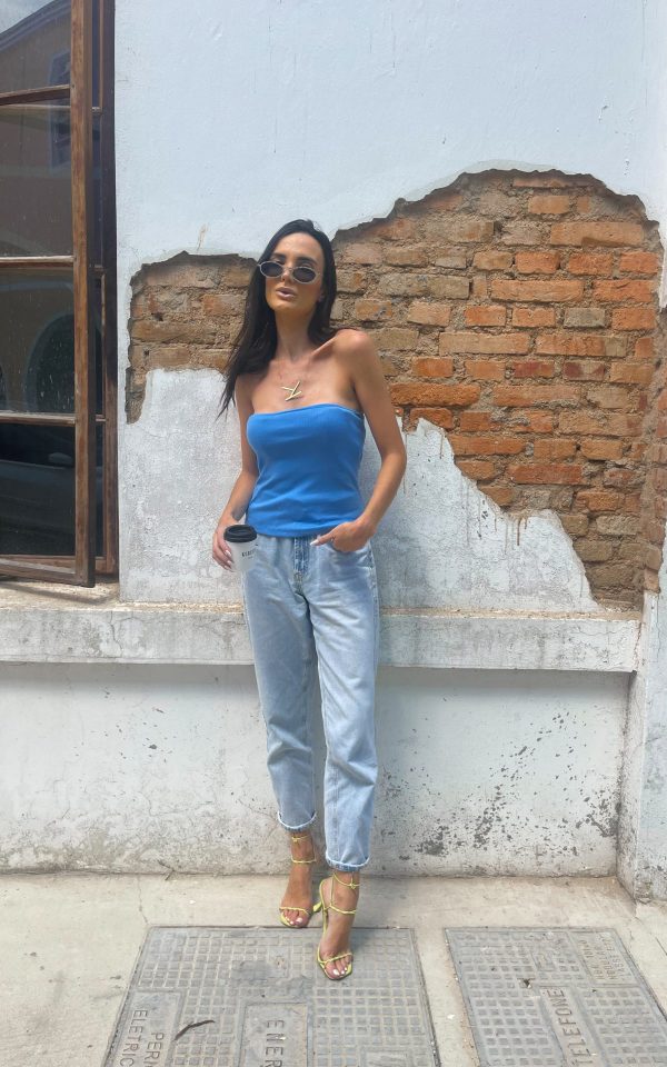 tubetop tendencia feminino azul bebe