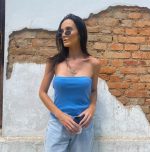 tubetop tendencia feminino azul bebe