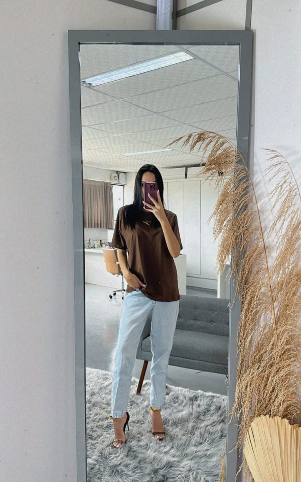 tshirt feminina tendencia marrom estilosa l