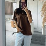 tshirt feminina tendencia marrom estilosa l