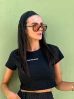 babytshirt tendencia feminina preta 100% algodao