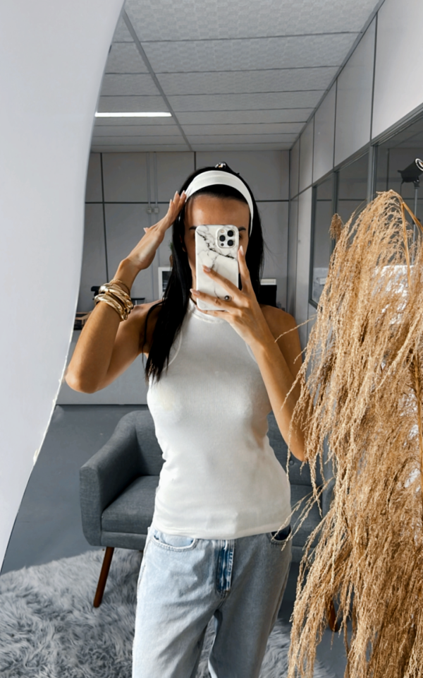 faixa de cabelo off white tendencia promocional
