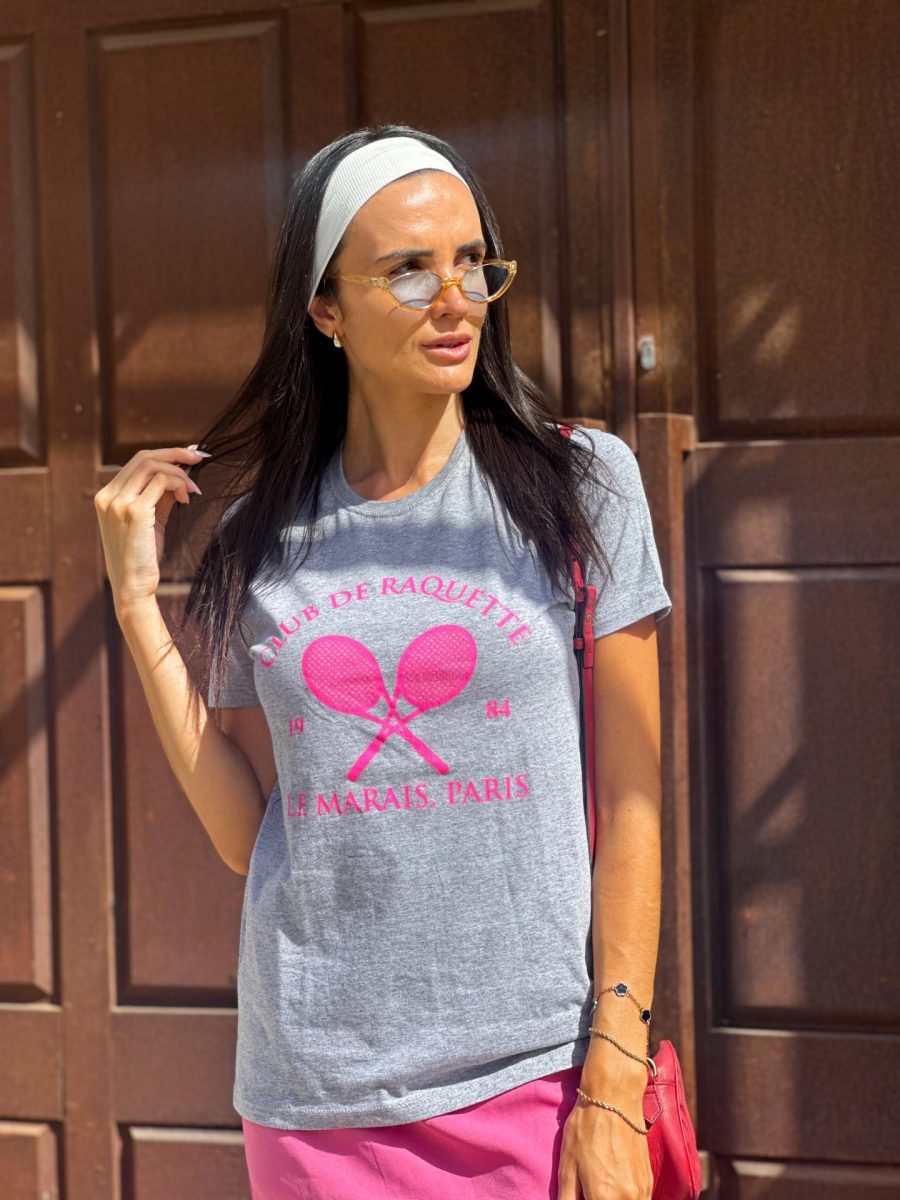 tshirt feminina tenista padel ou beach tenis perfeita para looks do dia verde estampa