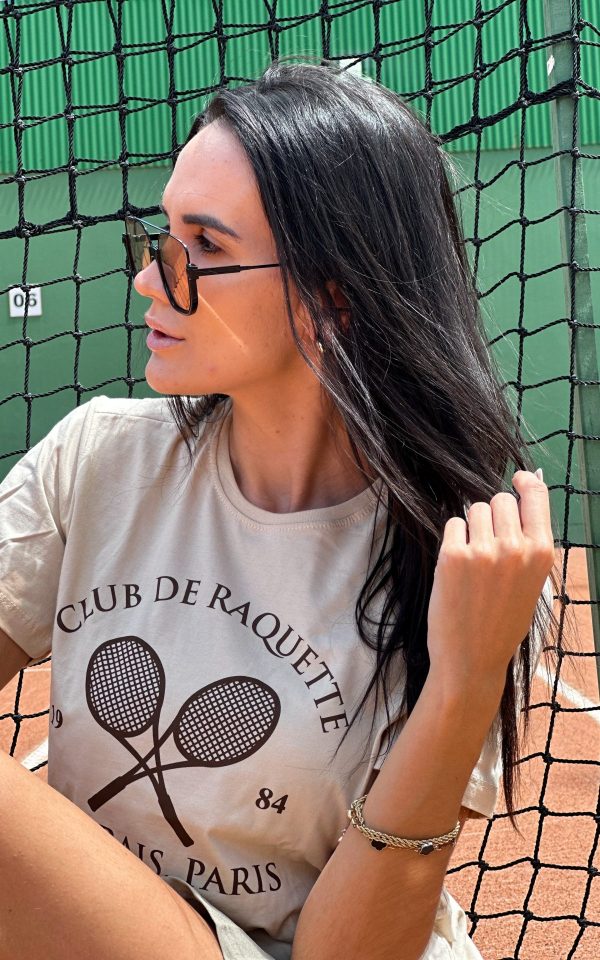 tshirt feminina tenista padel ou beach tenis perfeita para looks do dia tenis estampa marrom