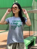 tshirt feminina tenista padel ou beach tenis perfeita para looks do dia verde estampa