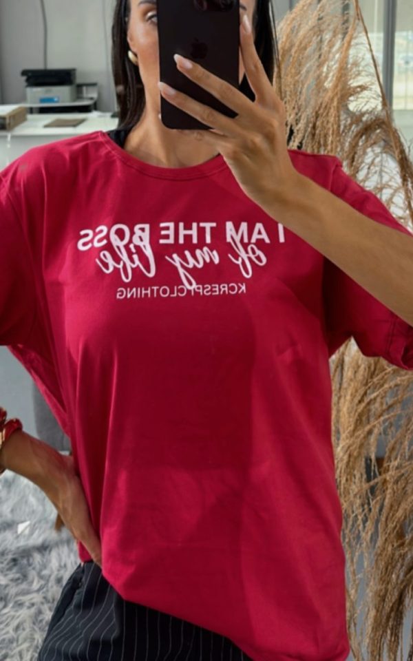 tshirt feminina cereja i am the boss off my life tendencia minimalista fio 30.1 penteado