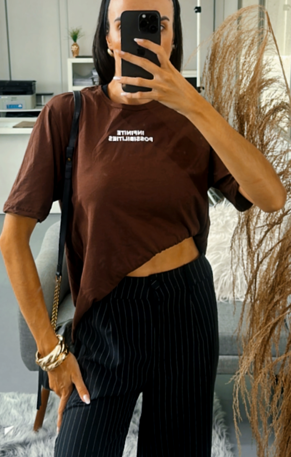 tshirt feminina marrom tendencia minimalista fashion mood