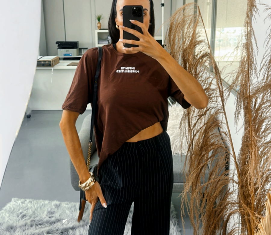 tshirt feminina marrom tendencia minimalista fashion mood